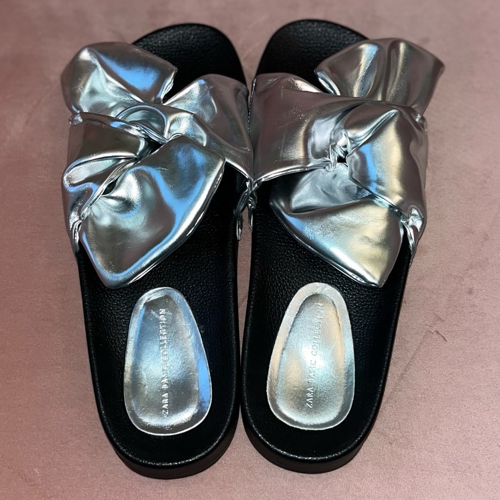 Zara Basic Collection Silver Sandals - image 2